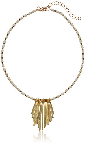 panacea white howlite short neck with metal fringe necklace, 14"
