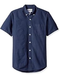 Amazon Essentials Men's Regular-Fit Short-Sleeve Solid Pocket Oxford Shirt, Navy, XX-Large