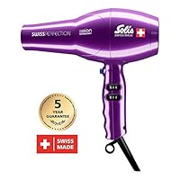 Solis 专业吹风机，3 档温度和风速，冷风按键，交流电机，2300 瓦，离子技术，Swiss Perfection (Typ 440) 亮黑色 