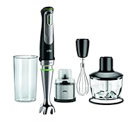 BRAUN 博朗MultiQuick 9 MQ 9038X电动搅拌机，1000 W，不锈钢咖啡和香料研磨机，500 ml，EasyClick System Plus，黑色/不锈钢