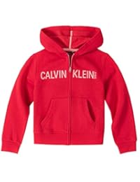Calvin Klein 女童标志前拉链连帽衫