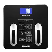 Triomph Precision浴室数字称重仪，带背光 LCD 显示屏，可分析各种数据，包括重量，身体脂肪，体内水分，身体质量指数，肌肉，骨量，和卡路里等，*可承载400磅的重量（约181.4公斤），精密的*显示器 1