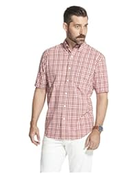 Arrow 1851 男式 Hamilton 府绸短袖系扣格子衬衫 Cranberry 2 XX-Large