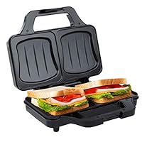 Ultratec 三明治烤面包机，电动贝壳模具，三明治机，XXL 烤面包机，不粘涂层板，带温度控制灯，900瓦，黑色银色 银白色/黑色