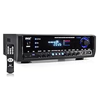 无线蓝牙电源放大器系统 - 300W 4 通道家庭影院音频立体声接收器盒娱乐带 USB、RCA、3.5mm AUX、LED、远程 - 用于扬声器、PA、工作室用途 - Pyle PT390BTU