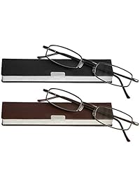 老花镜 2 对金属框和眼镜盒，包括经典高品质耐用眼镜，男女皆宜