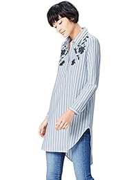 Find 女式花卉刺绣条纹衬衫