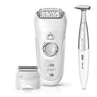 Braun Silk-épil 7脱毛器7 – 561, 带8工具, 包括 bikini Trimmer, 剃须刀脚架, 白色