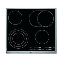 AEG HKA6507RAD 镶嵌炉灶 / 独立玻璃陶瓷炉，带生态 - 定时器和3 级余热指示 / 4 个快速加热的炉头 / 60厘米炉灶，带多功能灶头 / 黑色和银色