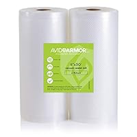 真空密封袋卷 50 英尺。 2 包用于食品保鲜剂、密封一餐 Vac 密封剂，重型商业用量，不含 BPA，Sous Vide Vaccume *，可切割至尺寸收纳袋卷 100 英尺压花生动盔甲 透明 8" x 50' Roll ASR_850X2