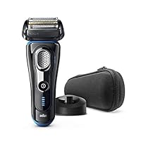 Braun 博朗系列 9 电动剃须刀，带充电站，旅行盒，黑色/蓝色 Schwarz/Eloxal-blau
