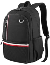 初中背包，大学生背包袋女式男式女孩男孩，可爱轻质防水大电脑书包适用于高中/大学/旅行适合15.6英寸笔记本电脑笔记本电脑 黑色 中