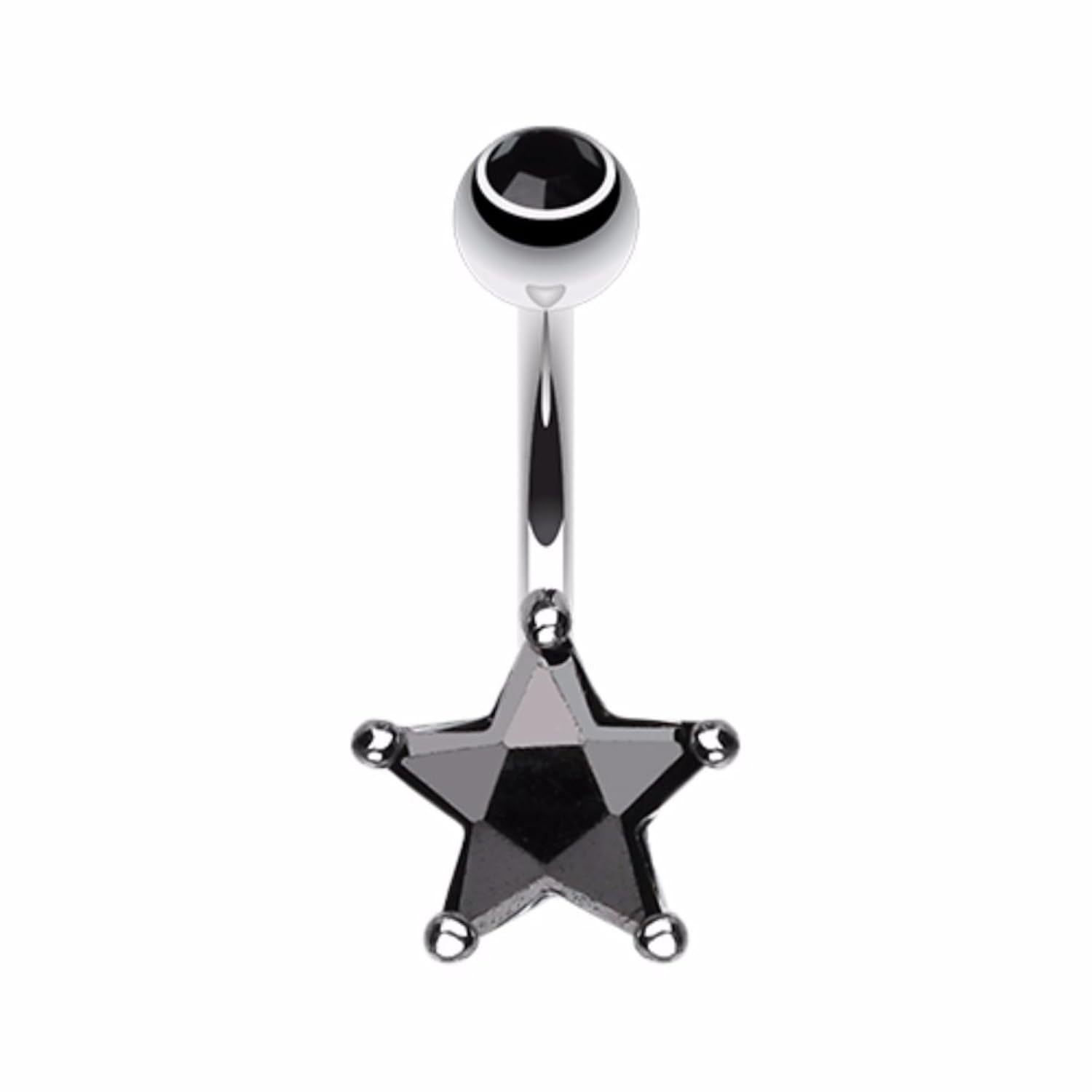 classic star prong sparkle wildklass belly button ring 14 ga