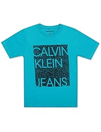 Calvin Klein 男孩大方框标志圆领 T 恤