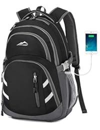 学生商务旅行背包书包，带 USB 充电端口，适合笔记本电脑，*大 15.6 英寸 中