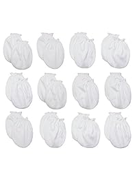 Clickcago 新生男婴女童手套，无刮伤手套 * 纯棉 6/12 双