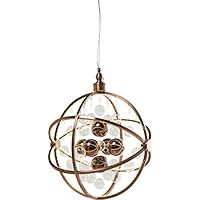 Kare 吊灯 宇宙铜色 LED 大尺寸现代吊灯 带玻璃球 圆形吊灯 高度可调至 150 厘米 高/宽/深为 150 × 48 × 48 厘米