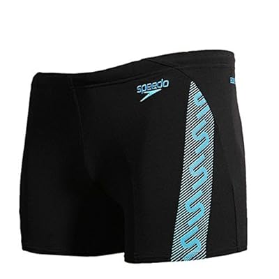 speedo 速比涛 游泳裤 男 平角 时尚大码速干男士男装款泳衣泳裤 天蓝