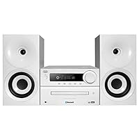 Trevi HCX 1080 BT Hi-Fi 立体声系统，带 CD/CDMP3 播放器，FM PLL 无线电调谐器，带 USB MP3 播放器，NFC 和蓝牙连接0H108001 Unit Dimensions: 205mm x 130mm x 240mm. Speaker Dimensions: 125mm x 245mm x 120mm.