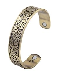 LIKGREAT 爱尔兰凯尔特结 Viking Raven Crow 袖口手镯磁性手链男式女士 古铜色