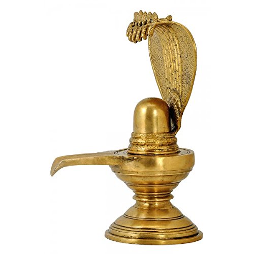 gangesindia brass shiva lingam with seven headed serpent