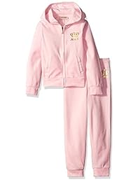 Juicy Couture 橘滋 大女童 丝绒连帽外套&裤子套装 Light Pink, 7