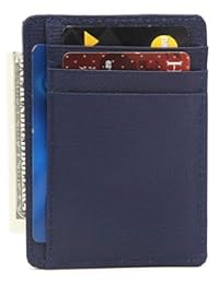 DEEZOMO RFID 屏蔽真皮信用卡包前口袋钱包，带身份证卡窗口