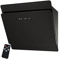 Syntrox 德国 DH-210W-60 触摸玻璃黑色抽油烟机 60 厘米 带触摸屏和遥控 倾斜帽 无头 黑色