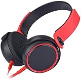 歌杰仕 E17头戴式耳机 重低音音效便携可旋转平叠式耳麦 高保真HIFI耳机手机线控耳麦带话筒适用于手机平板电脑MP3笔记本等 (黑红色)