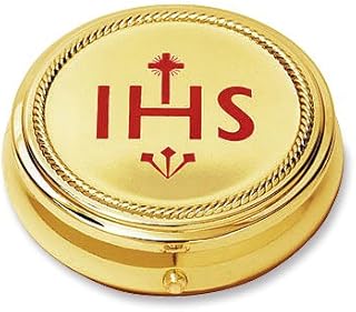 天主教红色 ihs 十字架设计 3 1/8 英寸金色* 20 主机旅行 pyx