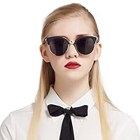 Jimmy Orange偏光太阳镜女大框复古时尚潮人个性可配近视镜片驾驶司机眼镜 J5204-BK-54 BK黑色 54mm(亚马逊自营商品, 由供应商配送)