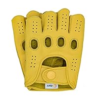 Riparo 男士皮革反向缝合无指半指驾驶摩托车手套