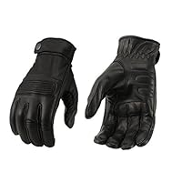 M-Boss 摩托车服装-BOS37538-男士高级皮革骑行手套，带凝胶 Pam & Flex Knuckles XXX-Large 黑色 BOS37538-BLACK-3XL