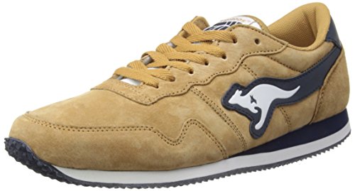 kangaroos mens invader pig suede low-top trainers, dark wheat
