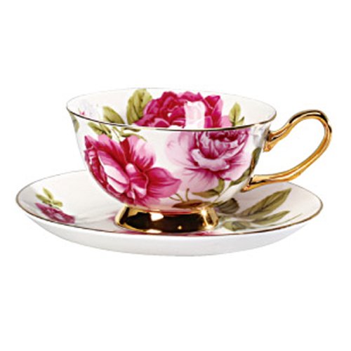 YAMI YM003STC 金箔红玫瑰对杯(两杯两碟礼