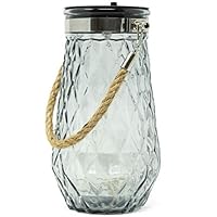 ReLIVE 8 英寸太阳能玻璃罐装饰 LED 玻璃台灯 炭黑色 68026G-C