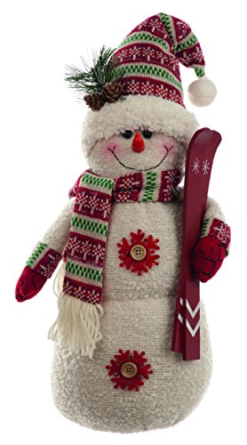 festive productions standing snowman with skis decoration