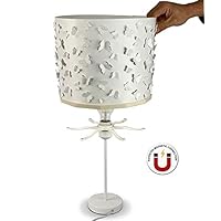 Ereki 蝴蝶床头台灯，美丽轮廓和墙壁上投影蝴蝶阴影，白色