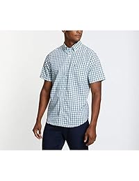 Nautica 男士抗皱短袖格子纽扣衬衫