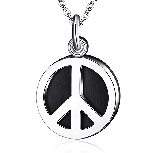 giumka 欧美新款珠宝白钢peace图案黑色神秘气质项链可刻字