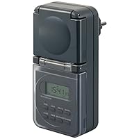 Brennenstuhl IP44 数字周天定时器，带数字定时器插座（周天定时器，可室外使用，带儿童防护装置），深灰色