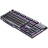 RAJFOO 雷技 穿越者 悬浮多媒体机械手感三色背光键盘 USB有线发光游戏键盘 (黑色)