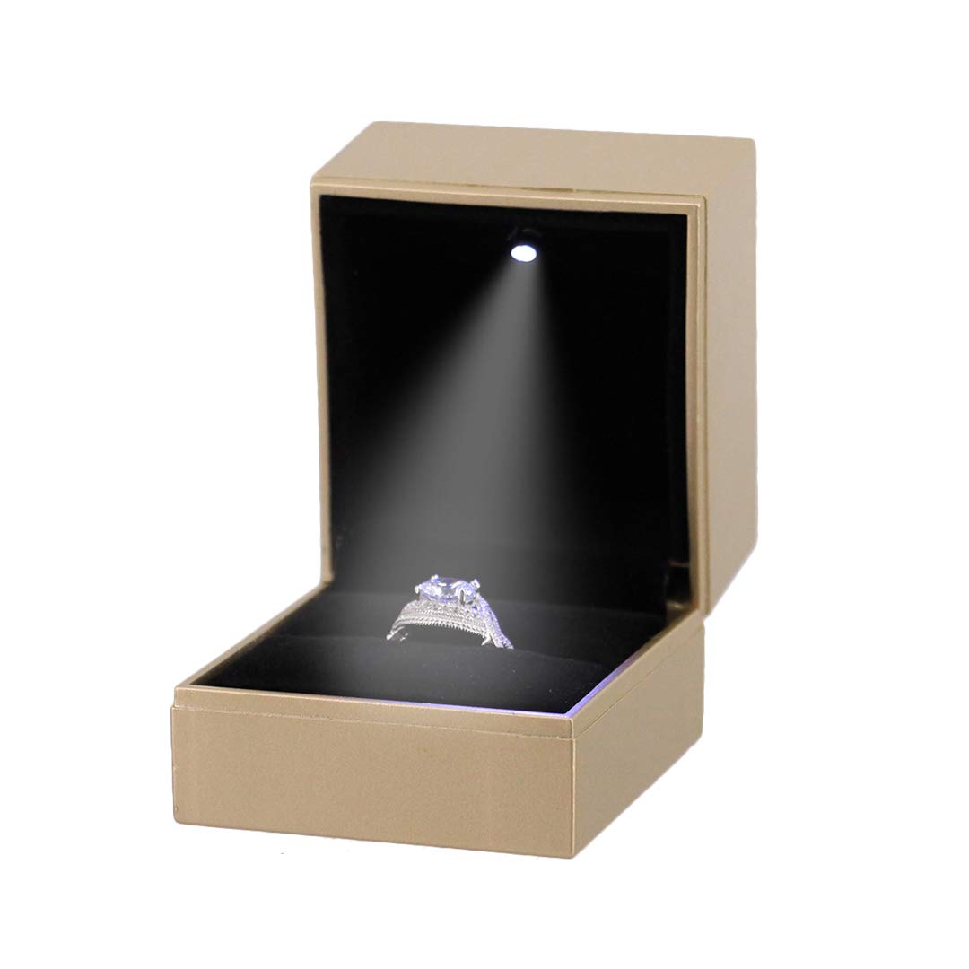 naimo led 发光订婚戒指盒耳环硬币盒 champagne gold01259 均码