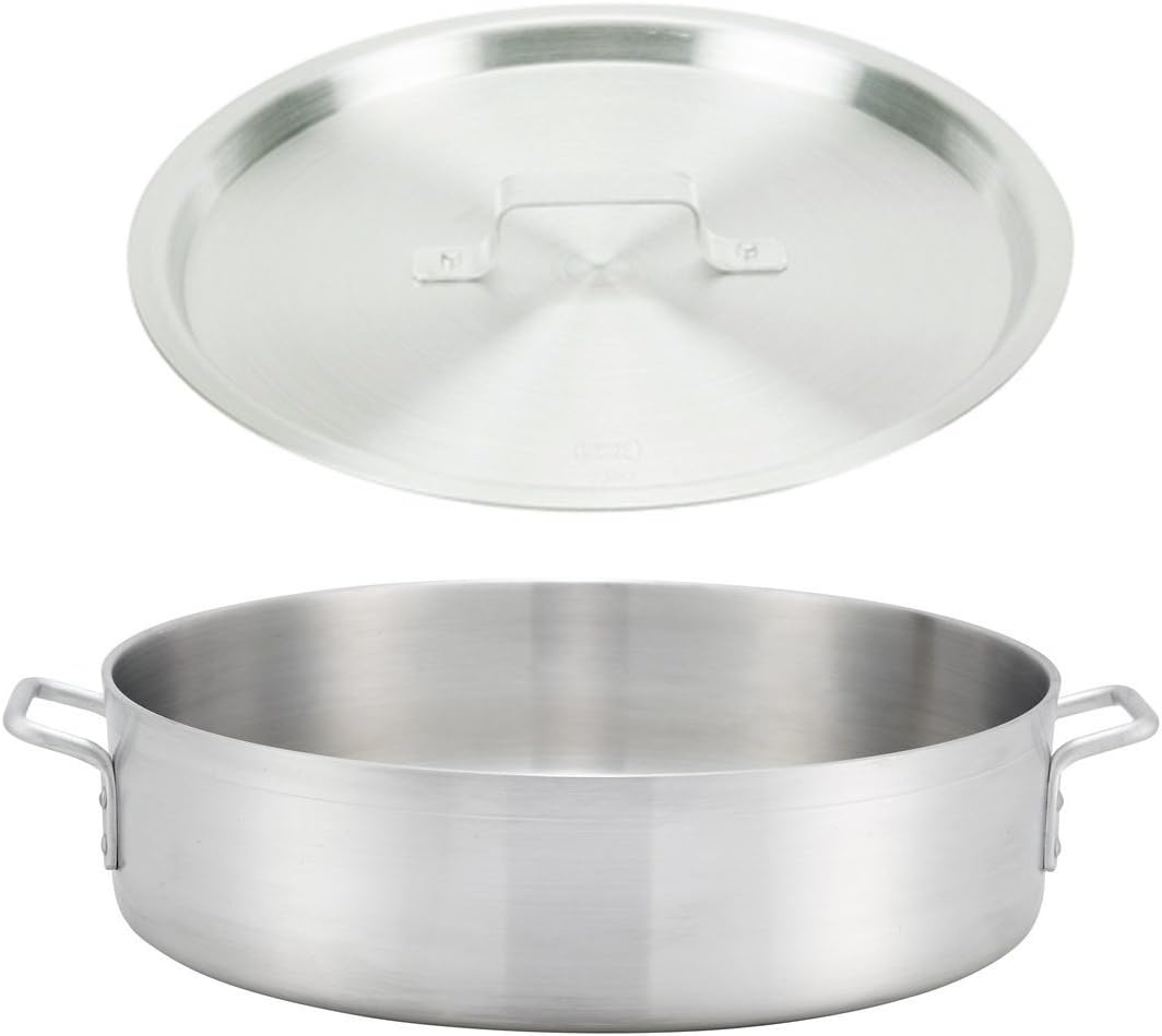 8" x 6" 精密加厚铝制巴西平底锅带盖,重型商业级蒸锅,nsf