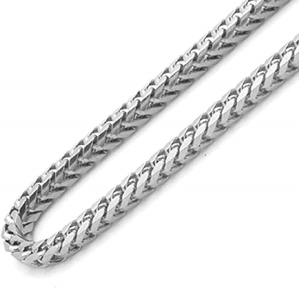 银链925 镀铑纯银,3mm 纯佛朗哥 66.04 cm 纯银项链男式真银项链 40.