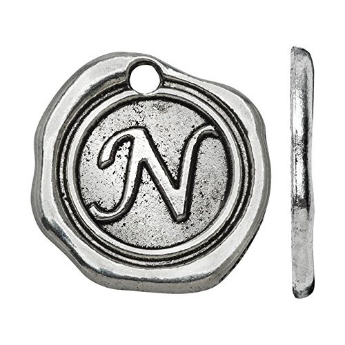 lead-free pewter, alphabet charm wax seal letter n 18.5x19.