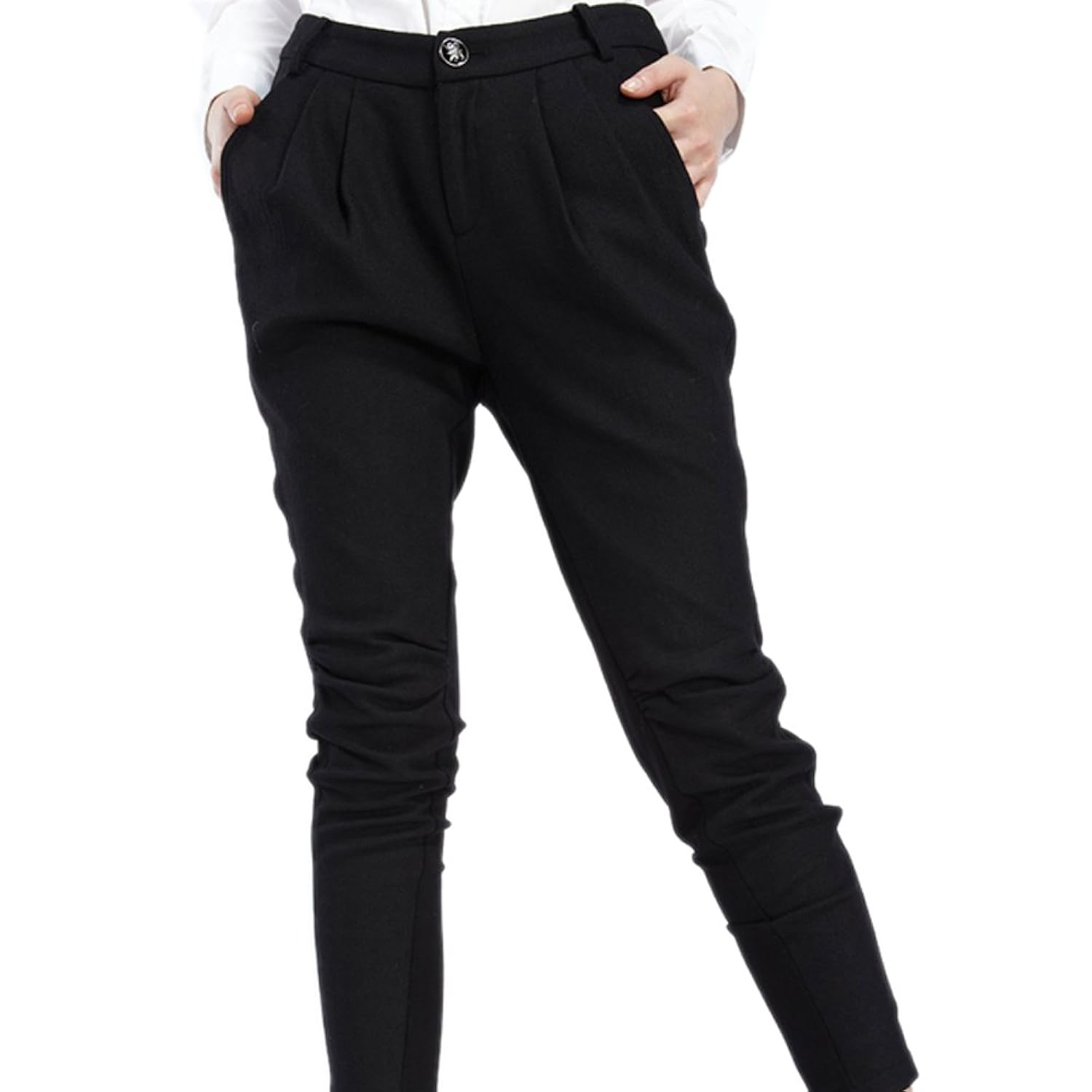 evei 怡惟 2012秋装女装新品个性休闲百搭纯黑哈伦裤