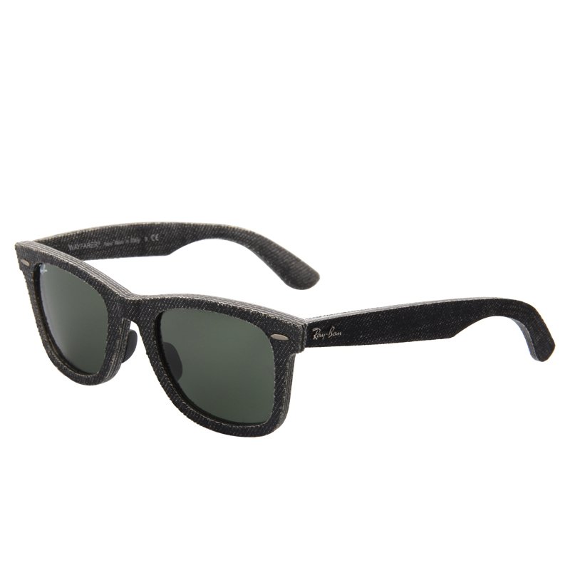 者系列雷朋2140f男女款黑色牛仔布镜框绿色镜片墨镜 rb2140f-1162-52