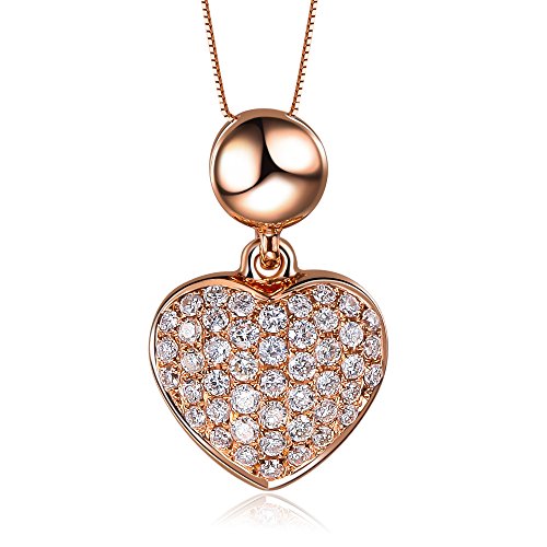 zocai 佐卡伊 一见倾心 23分玫瑰18k金心形钻石吊坠豪华群镶珠宝首饰