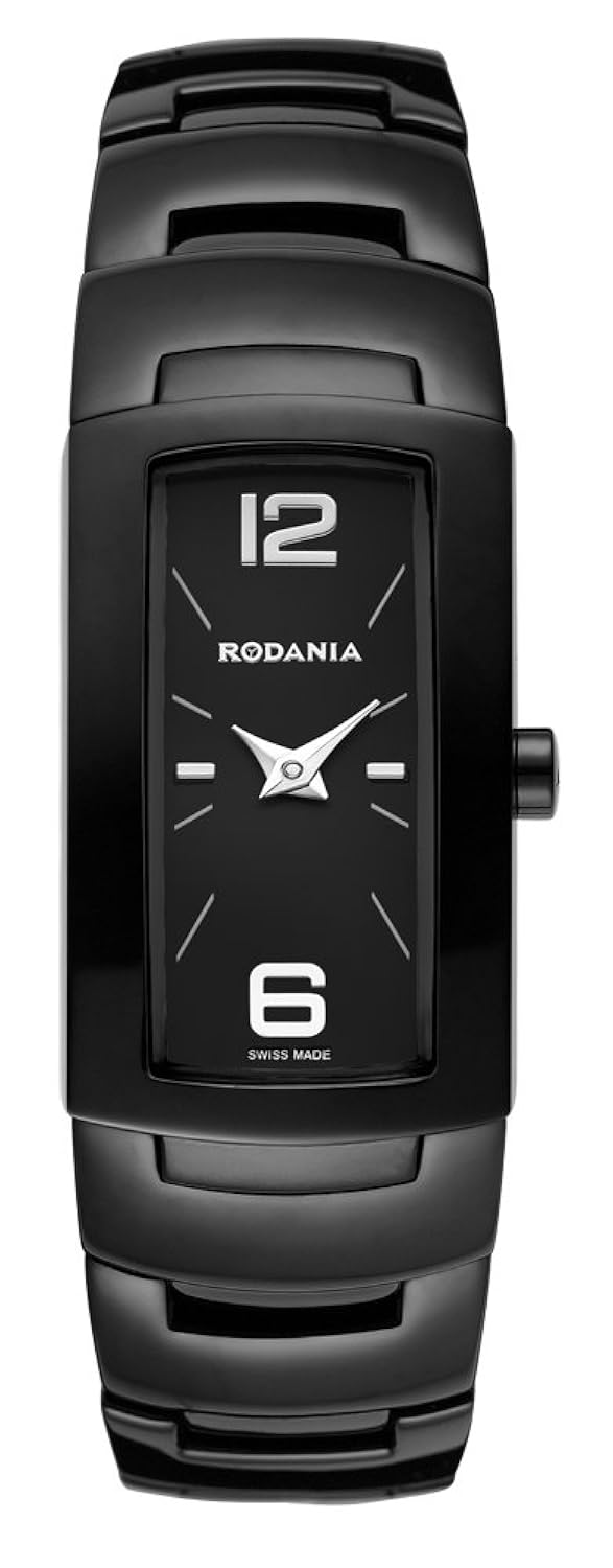 rodania swiss 女式石英手表,黑色表盘 analogue 显示和黑色不锈钢